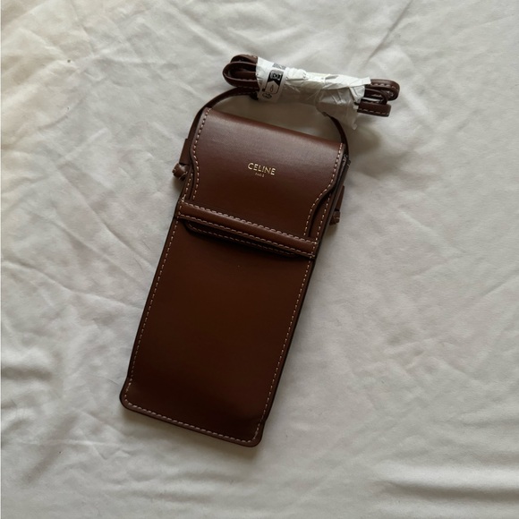 NEW Celine Brown Leather Phone Sunglass Case Pouch Crossbody limited edition - Picture 16 of 16
